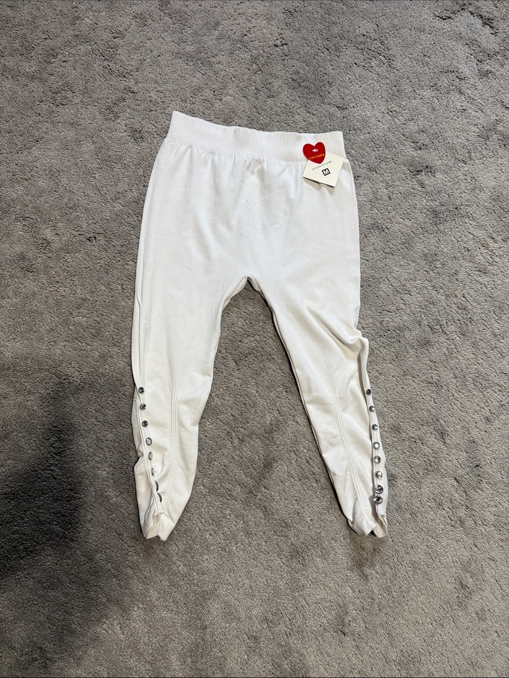 Soft Cream Kids Leggings with Snap Trim